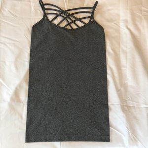 Triple Criss Cross Cami in Charcoal
